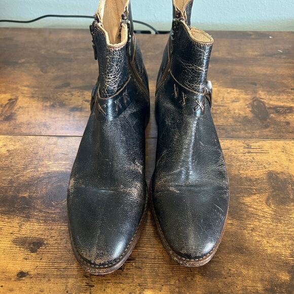 Bed Stu Boots Winslet Black Leather Ankle Boots 8.5 Vintage Distressed Zip - Picture 10 of 10